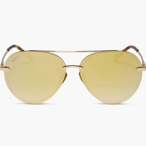 NEW DIFF Oversized 62mm Lenox Polarized Aviator Sunglasses In Brilliant Gold